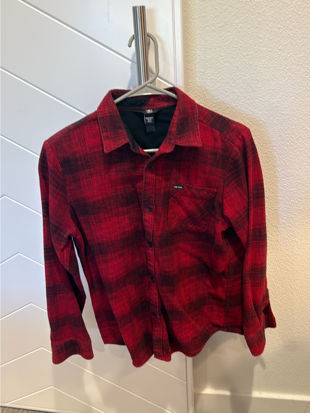 Volcom Boys Red Plaid Flannel Shirt